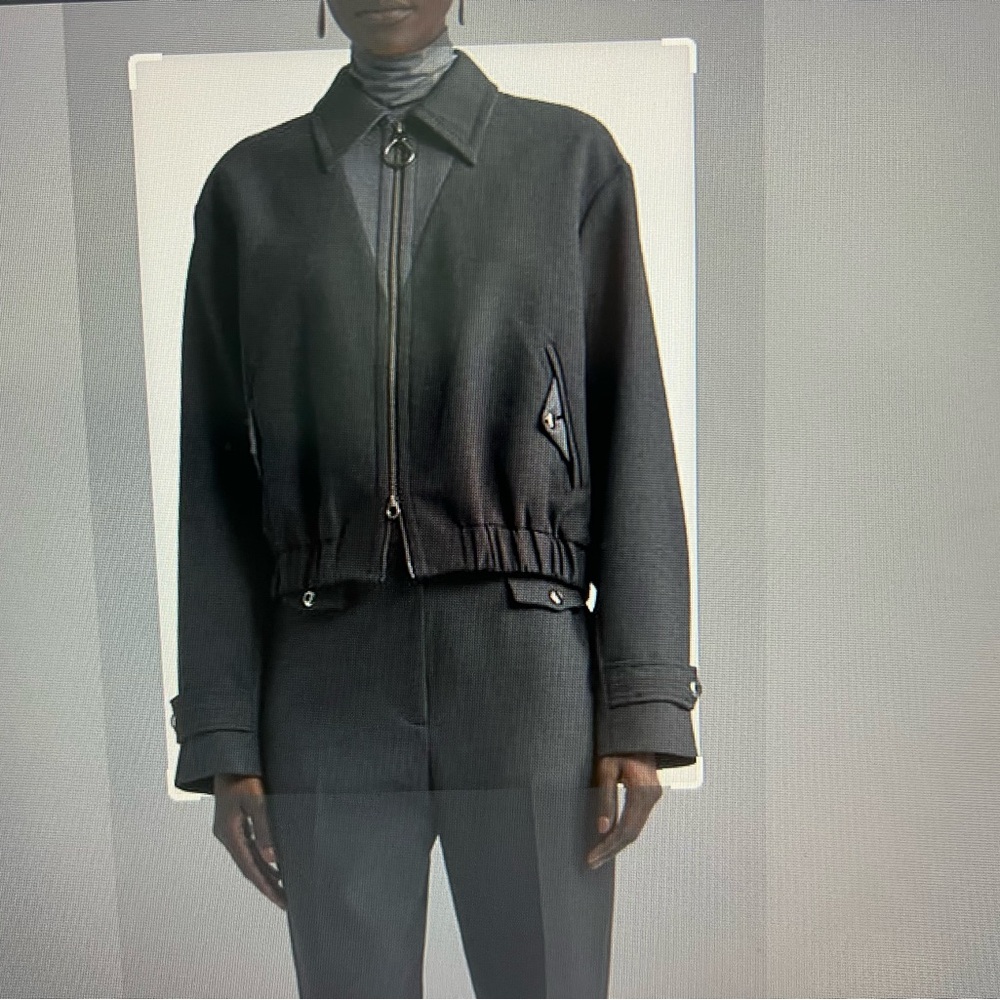 St. John Black Bomber Jacket and pants set - Picture 3 of 14